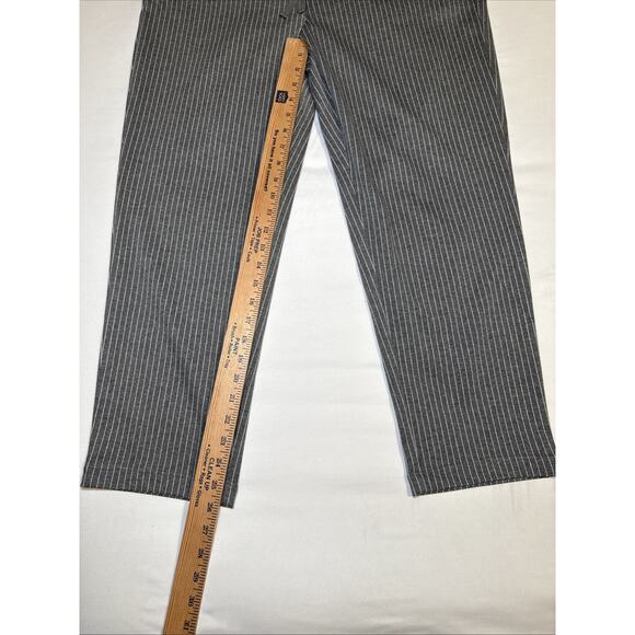 Ann Taylor LOFT Pants Drawstring Gray Pinstriped Staight Leg Size Large NWOT - Picture 7 of 11